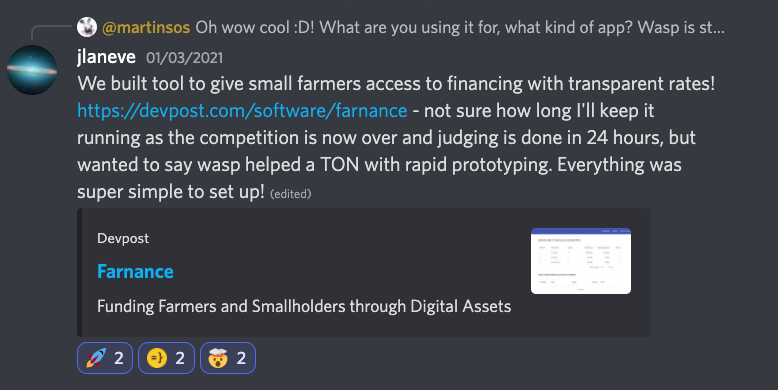 Julian's testimonial on Discord